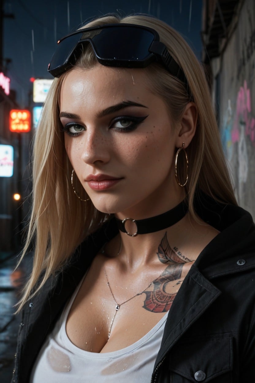 Night, Blonde, Heavy Rain AI Porn