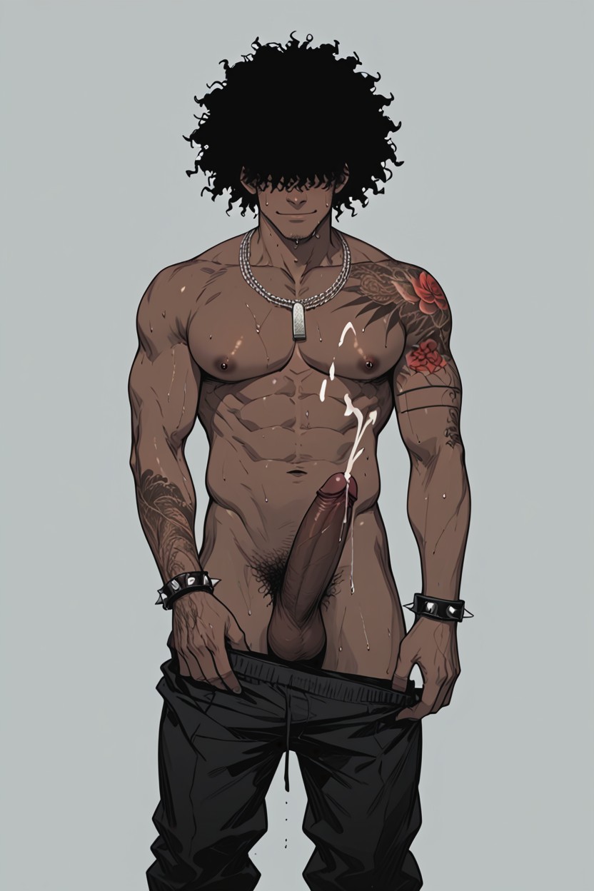 Spiked Bracelets, Male, Silver Necklace AI Gay Porn