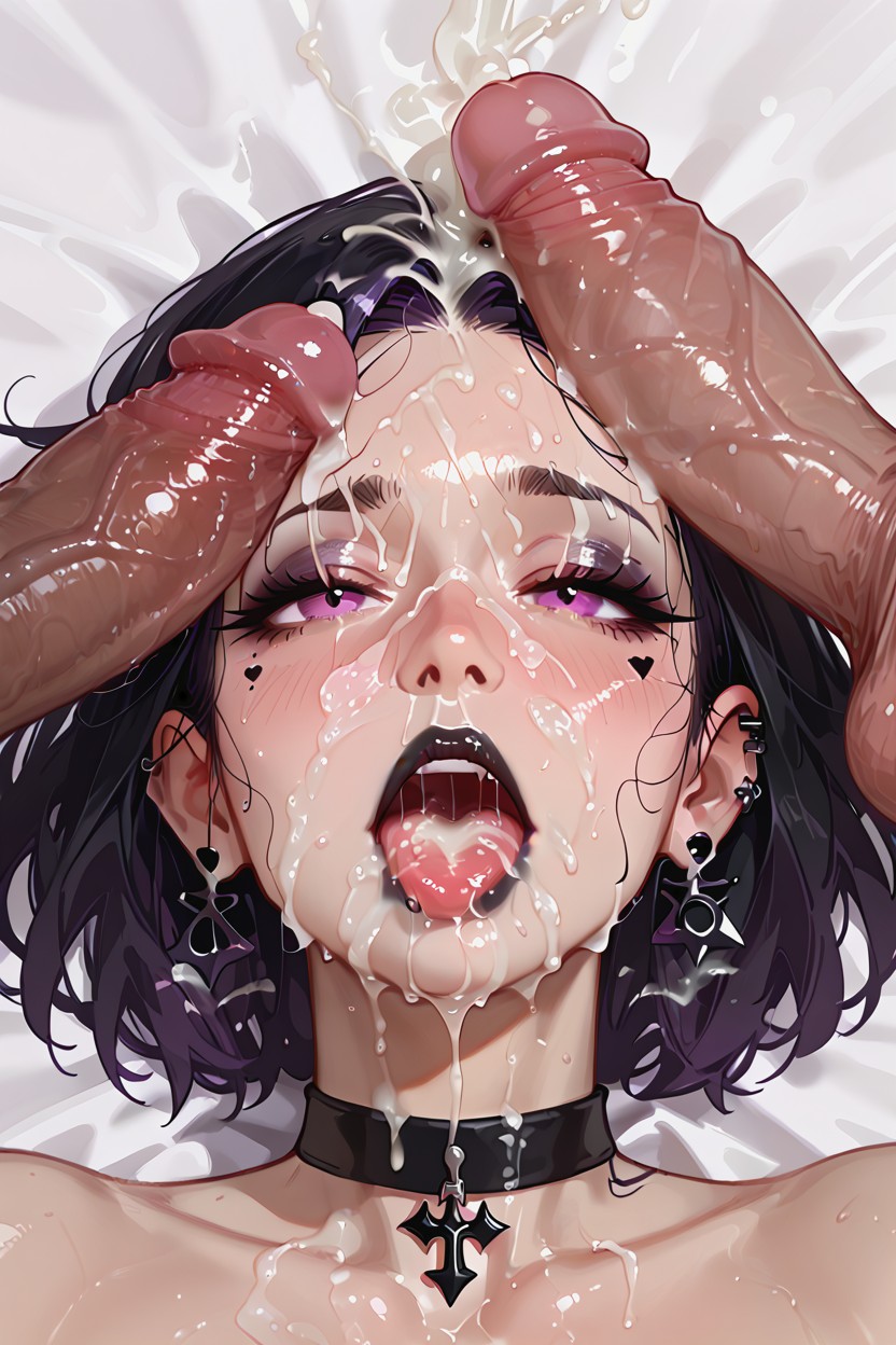 Excessive Cum On Her Face And Hair, Orgasm, Very Detailed Picture Hentai AI Porn
