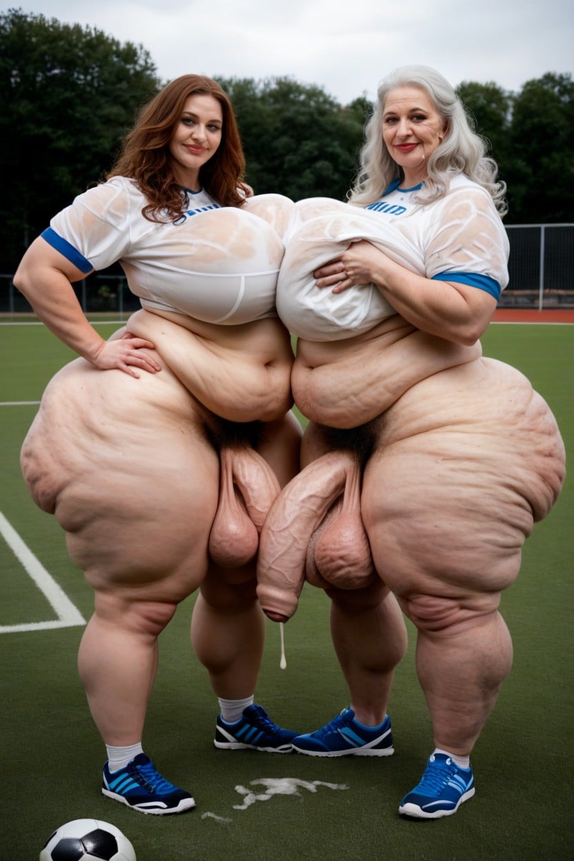 Extremely Large Ass, Wet Clothes, Giant Saggy Breasts AI Porn