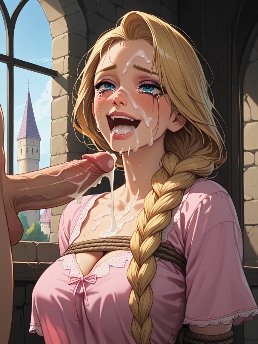 Open Mouth, Cum On Penis, Bukakke Hentai AI Porn