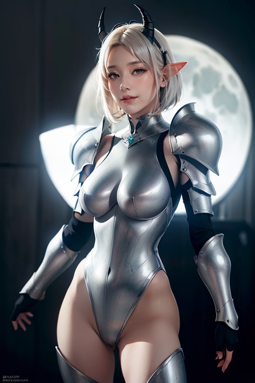 Hourglass Shaped Body, Big Moon, Demon Horns AI Porn