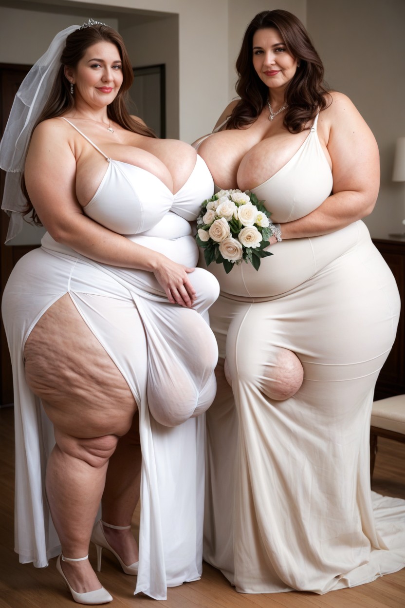 Impossibly Large Ass, Fat, Detailed Brides Room AI Porn