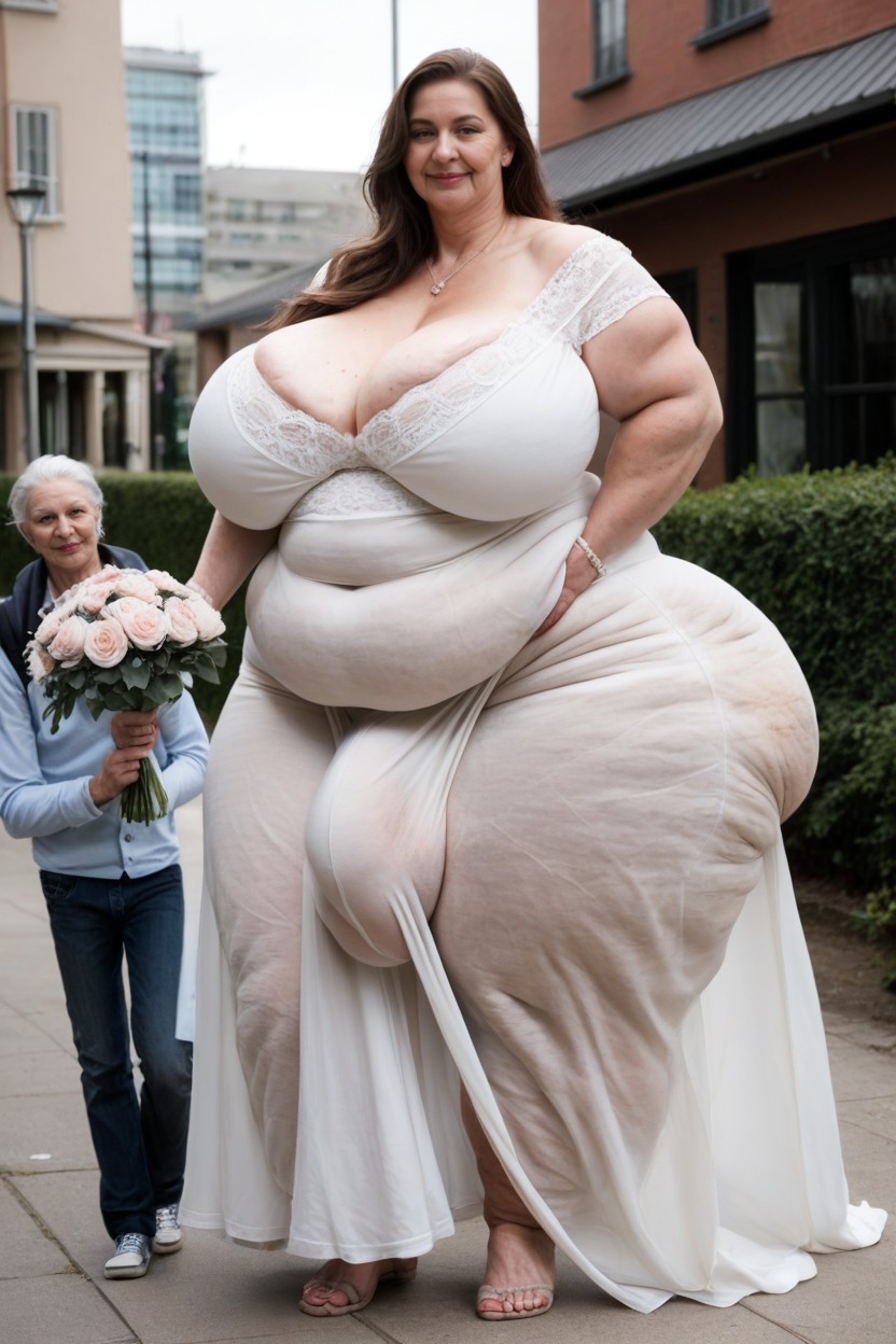 Hyper Thick Thighs, Grinning, Hyper Obesity AI Porn