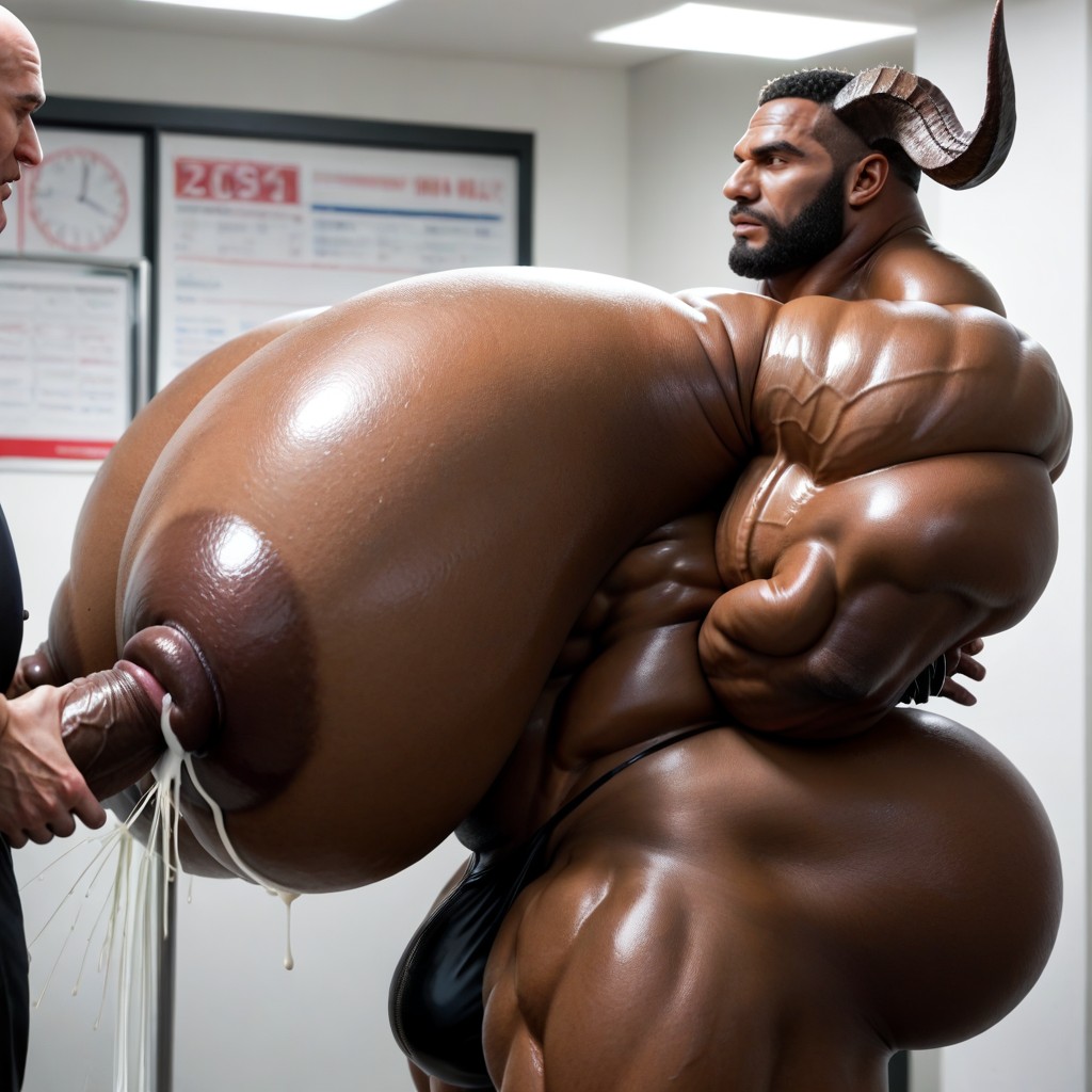 Hyper Round Ass, Another Man Grabbing Milk Man's Boobs, Male Only Porno IA Gay