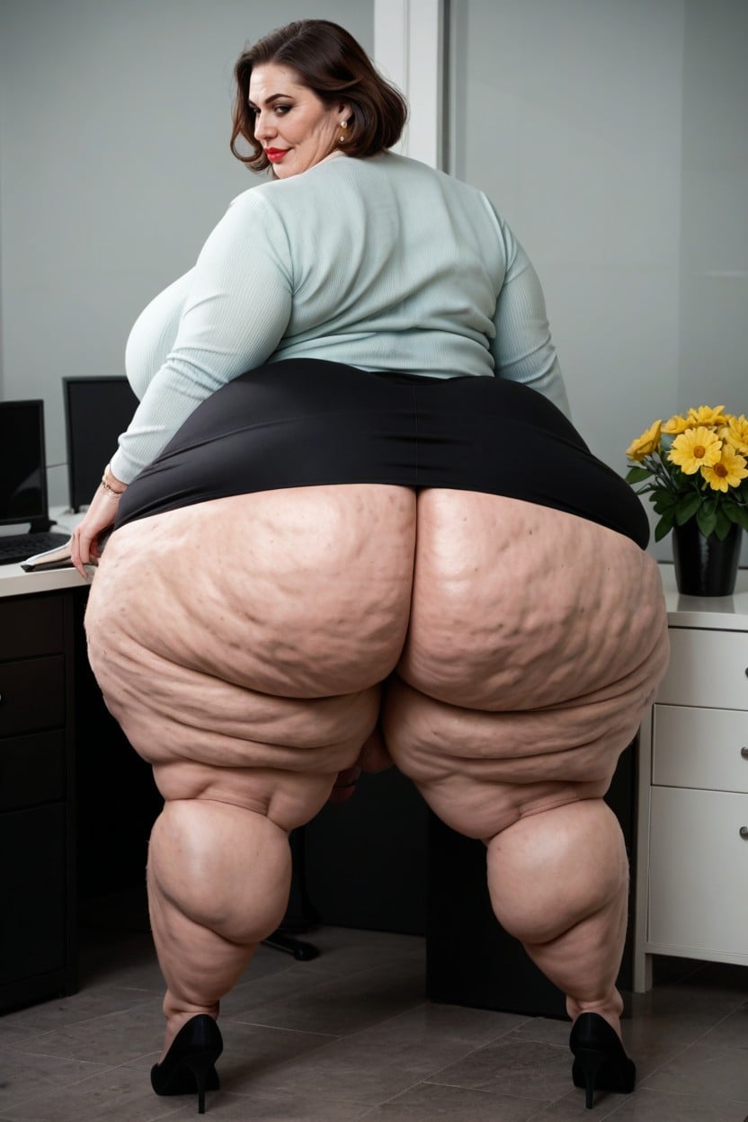 Tight Long Skirt, Offices, Fat Saggy Arms AI Porn