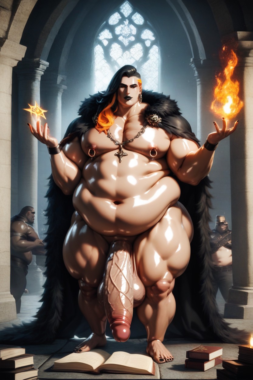 Penis Hanging Down To The Ground, Nipple Rings, Wide Hips AI Gay Porn