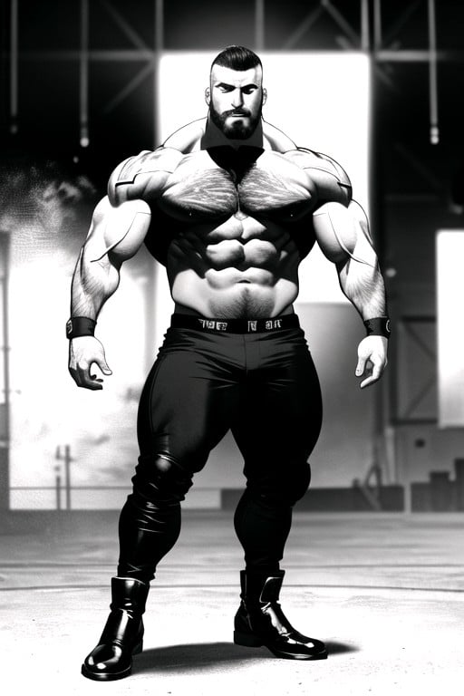 1 Person, Hyper Muscular Body, Full Body AI Gay Porn