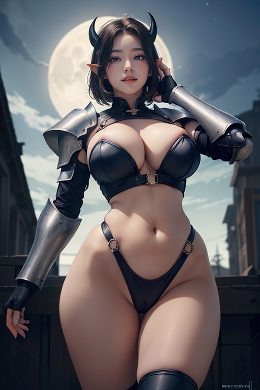 Standing Spreading Legs, Close Up, Armor Gloves AI Porn