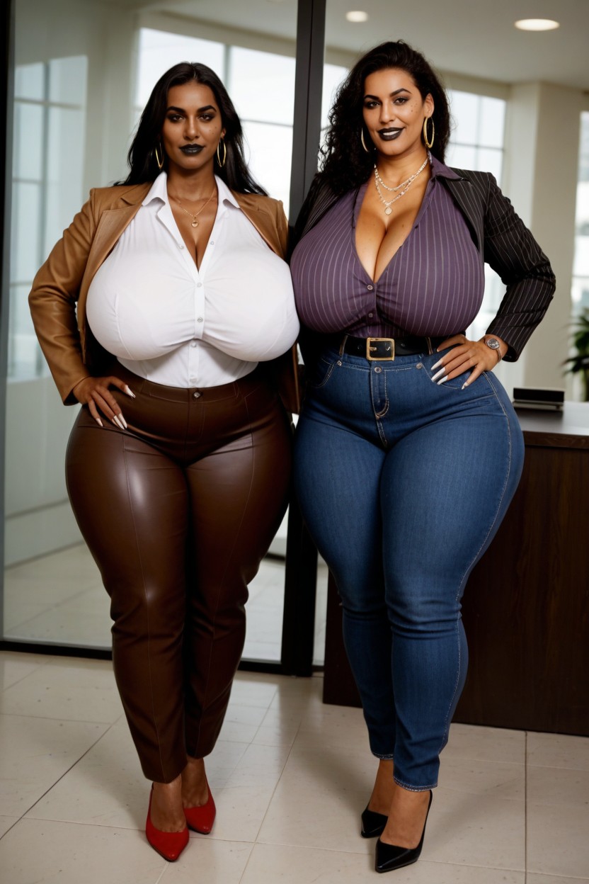 Brownskin Women, Watch On Wrist, Full Body Shemale AI Porn