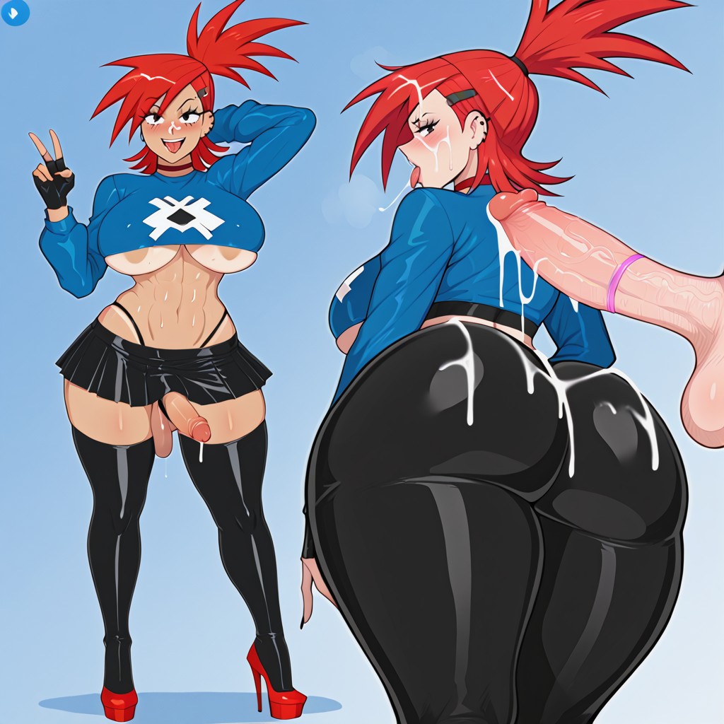Smiling Mouth Open, Crop Top, Full Body AI Porn