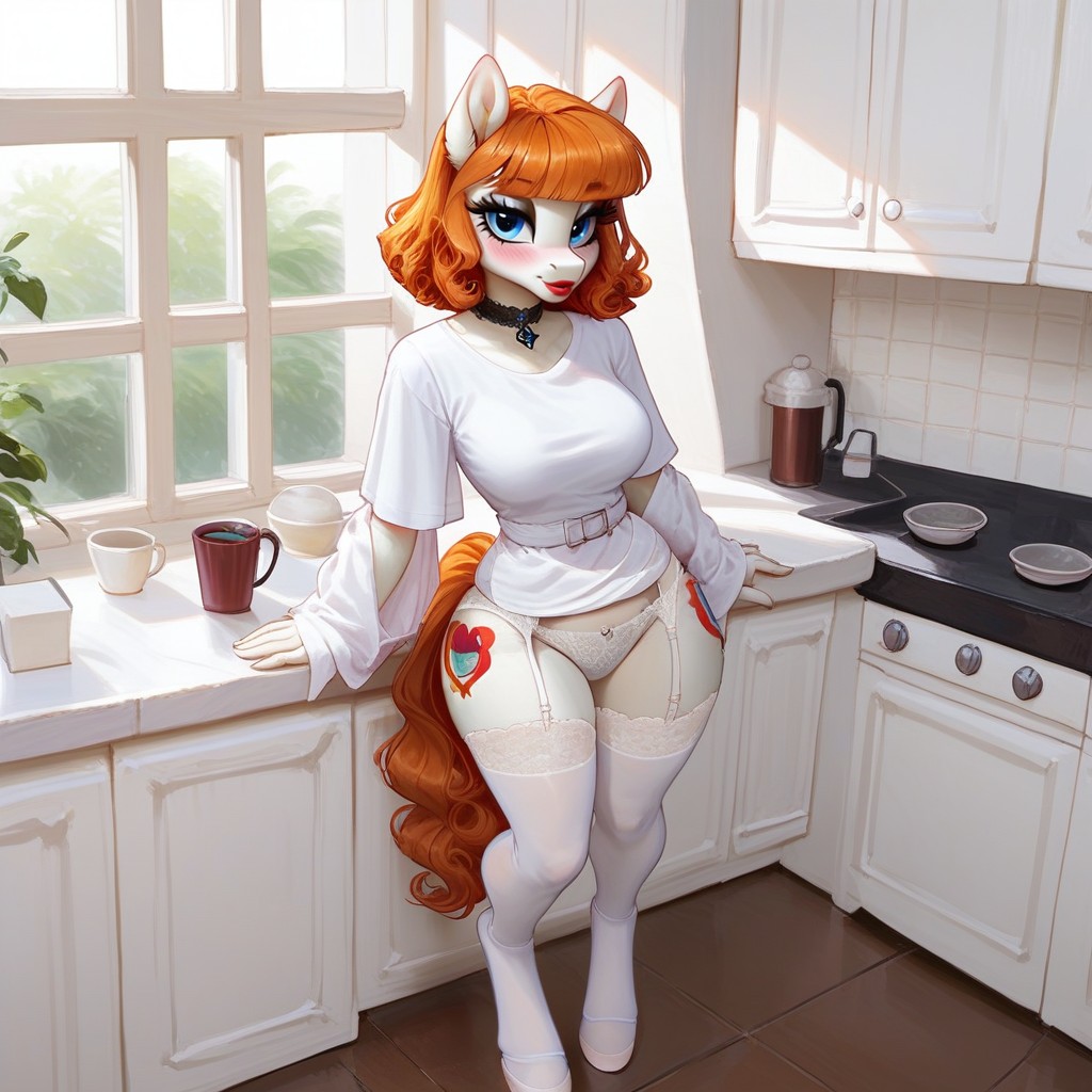 Beautyful Pony Face, Perfect Fit Body, Wavy Hair Furry AI Porn