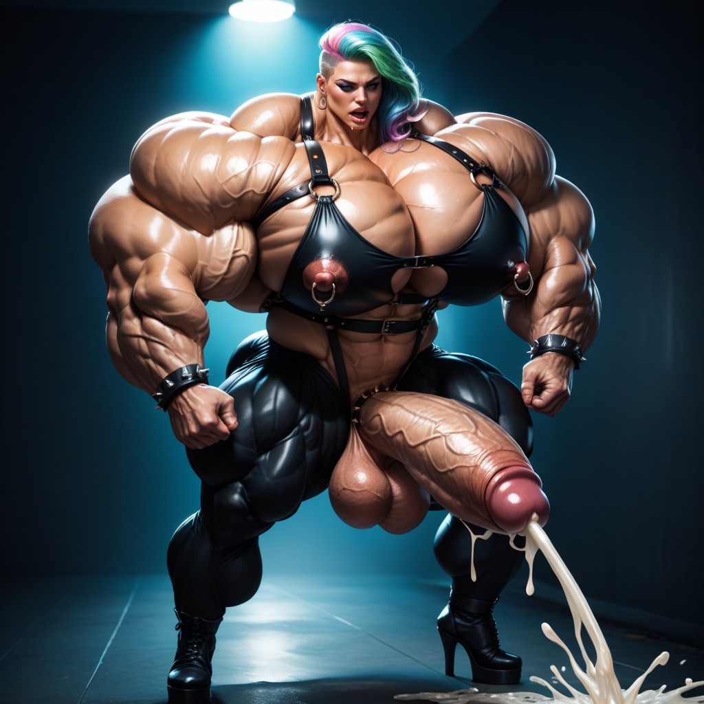 Spiked Cockring, Hyper Tall, Cumshot Shemale AI Porn