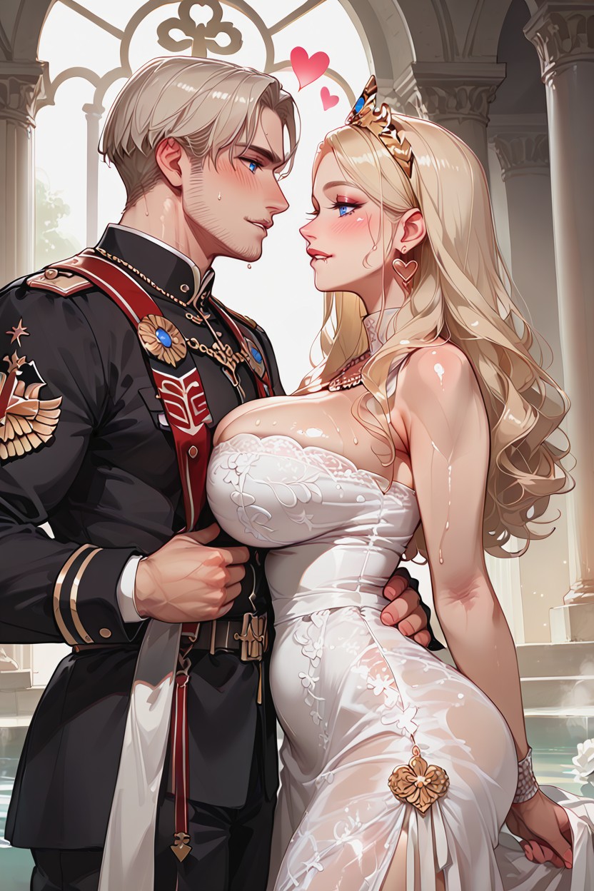 Side View, Biting Lip, Gigantic Perfect Boobs Hentai AI Porn