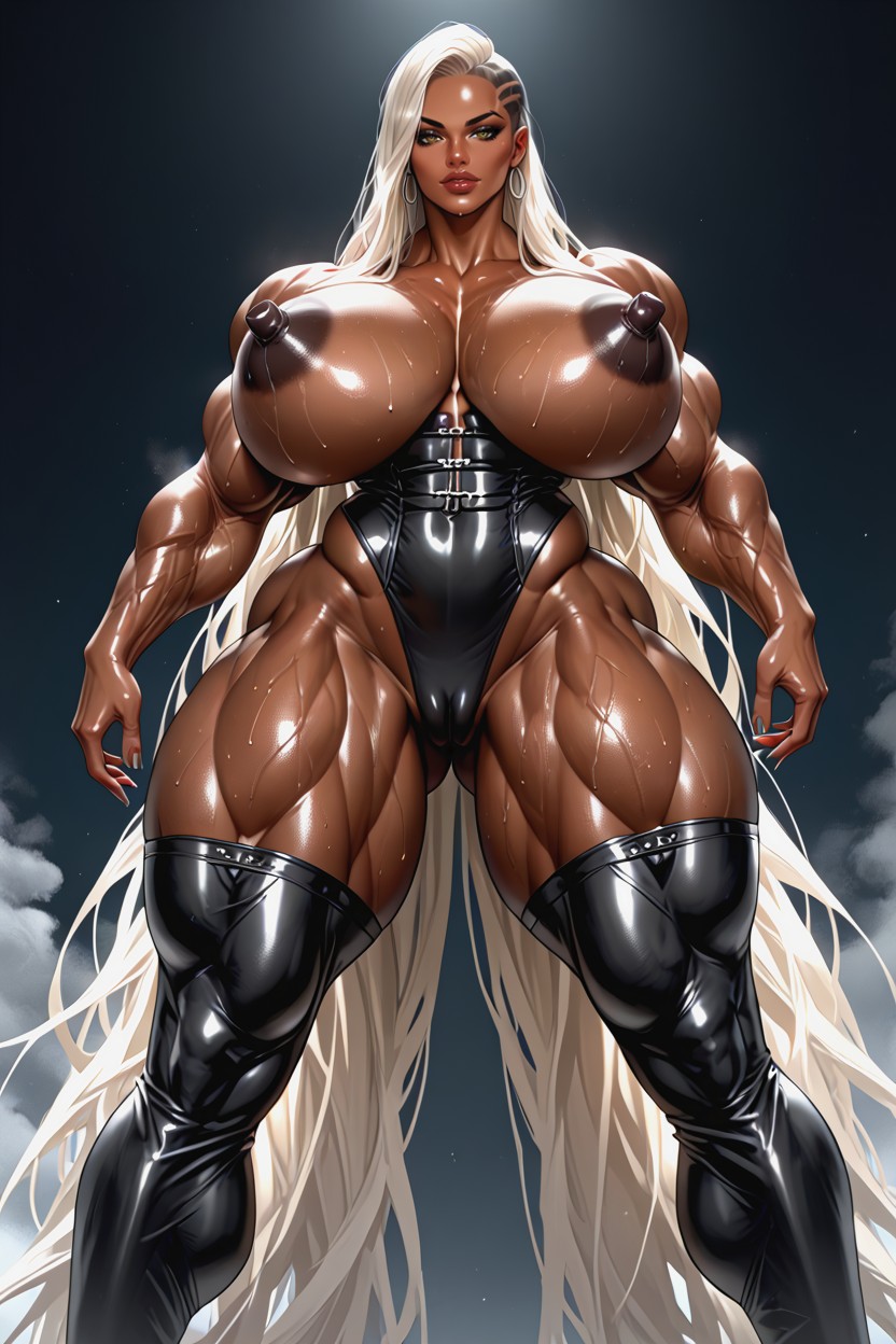 Front View, Bobcut Hair, Huge Nipples Hentai AI Porn