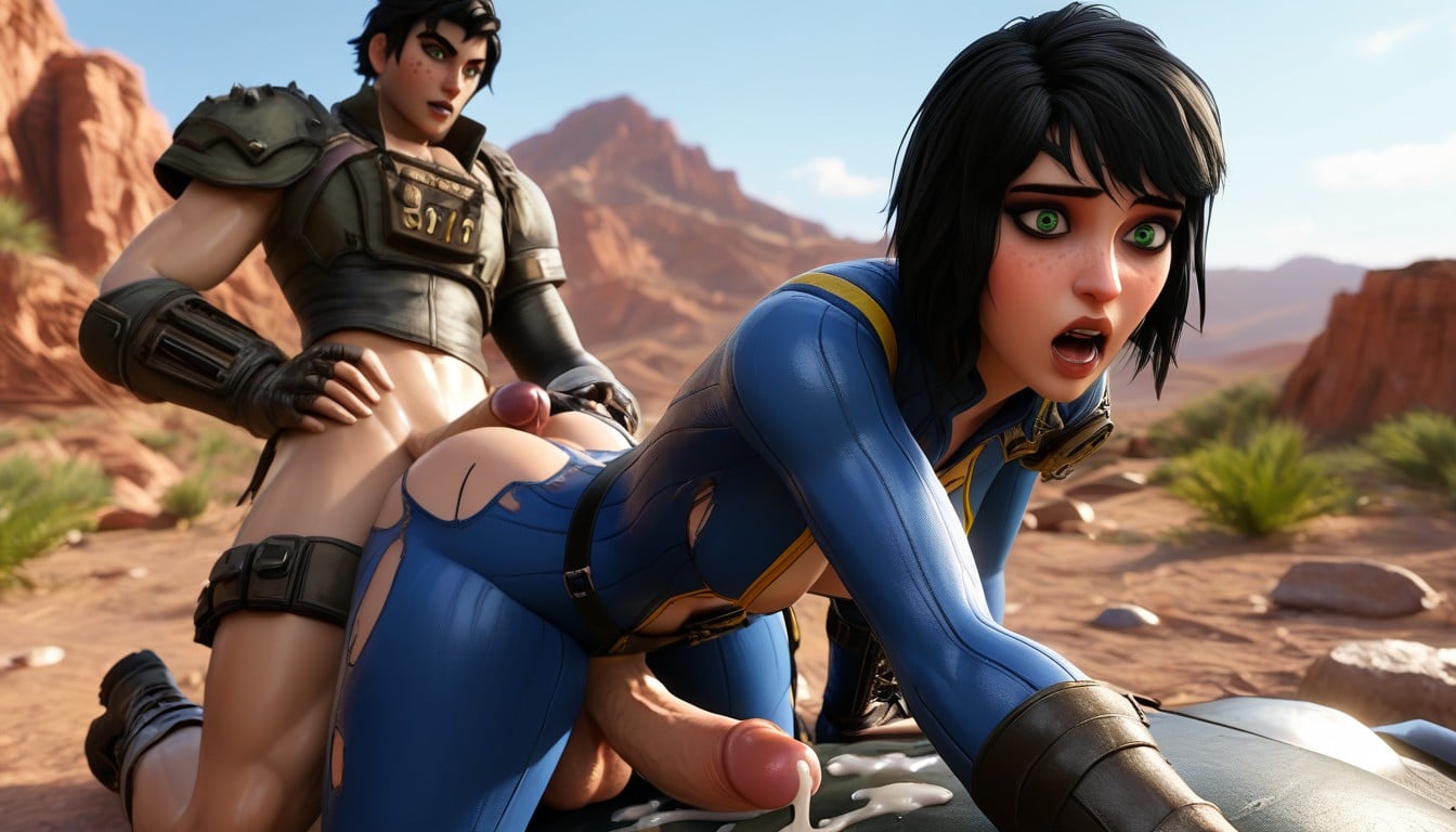 Small Breasts, Fallout Video Game, One Leg Lifted Up Shemale AI Porn