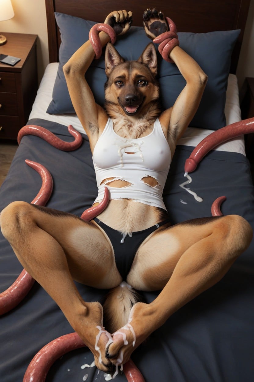 Extra Wide Eyes, Winged Eyeliner, Ripped Clothes Furry AI Porn