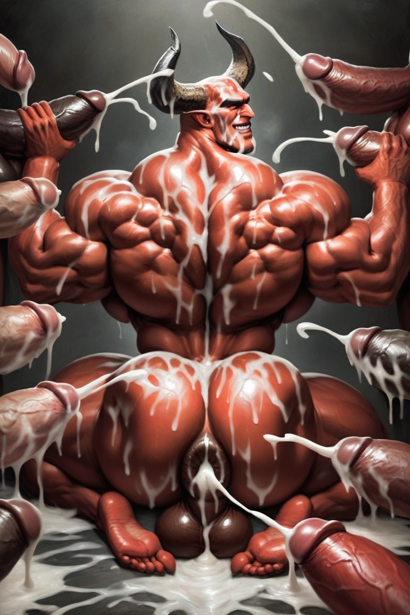 Cumshot On Back, Cum On Back, Sweaty AI Gay Porn