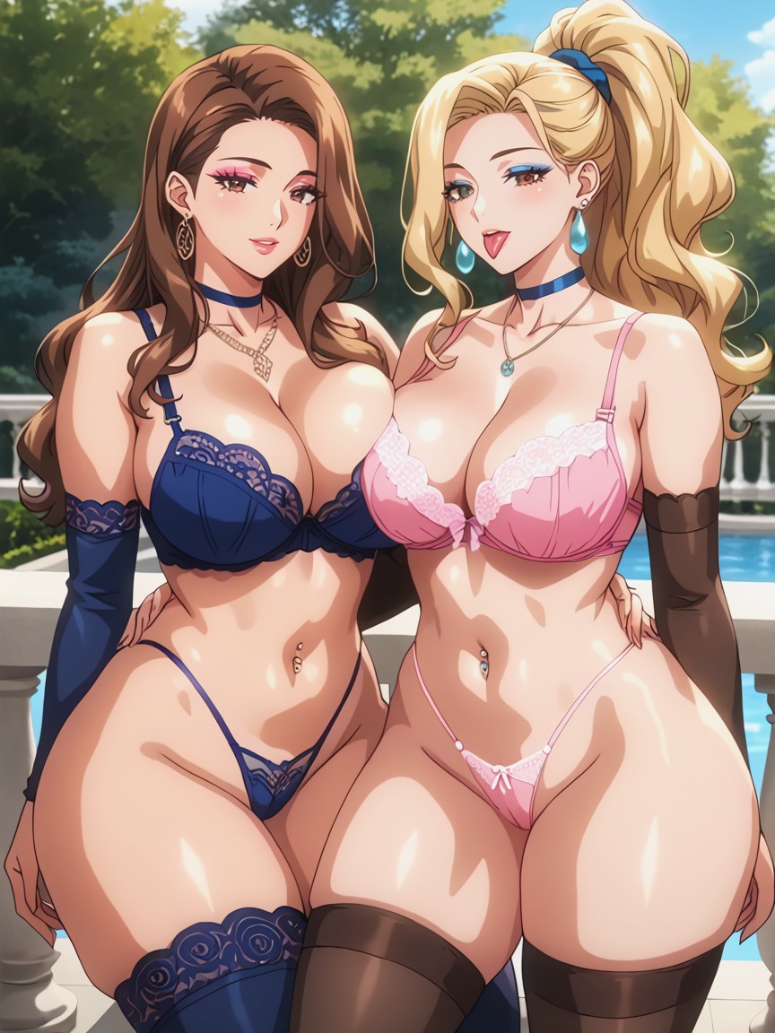 Dark Brown Hair, Lesbian, Intricate Detail Hentai AI Porn