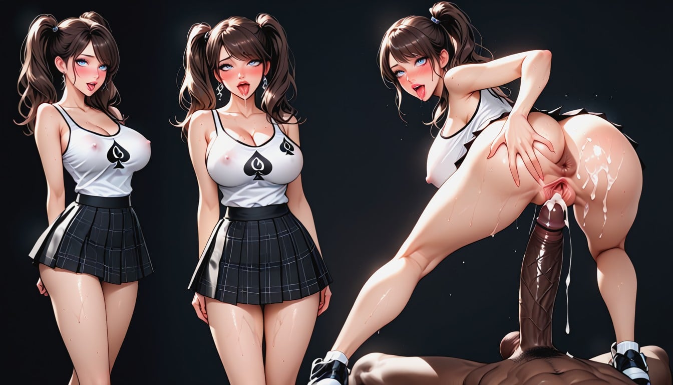 White Camisole, Micro Skirt, Perfect Face AI Porn