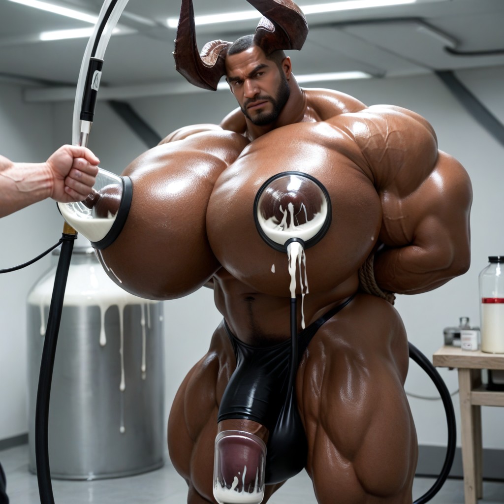 Giant Dildo Penetrating Milk Man's Ass, Mouth Agape, Pec Garbbing AI同性戀黃片