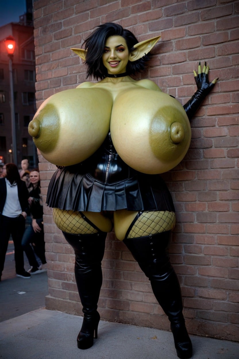 Close Up, Breasts Larger Than Head, Dominatrix Cosplay AI Porn