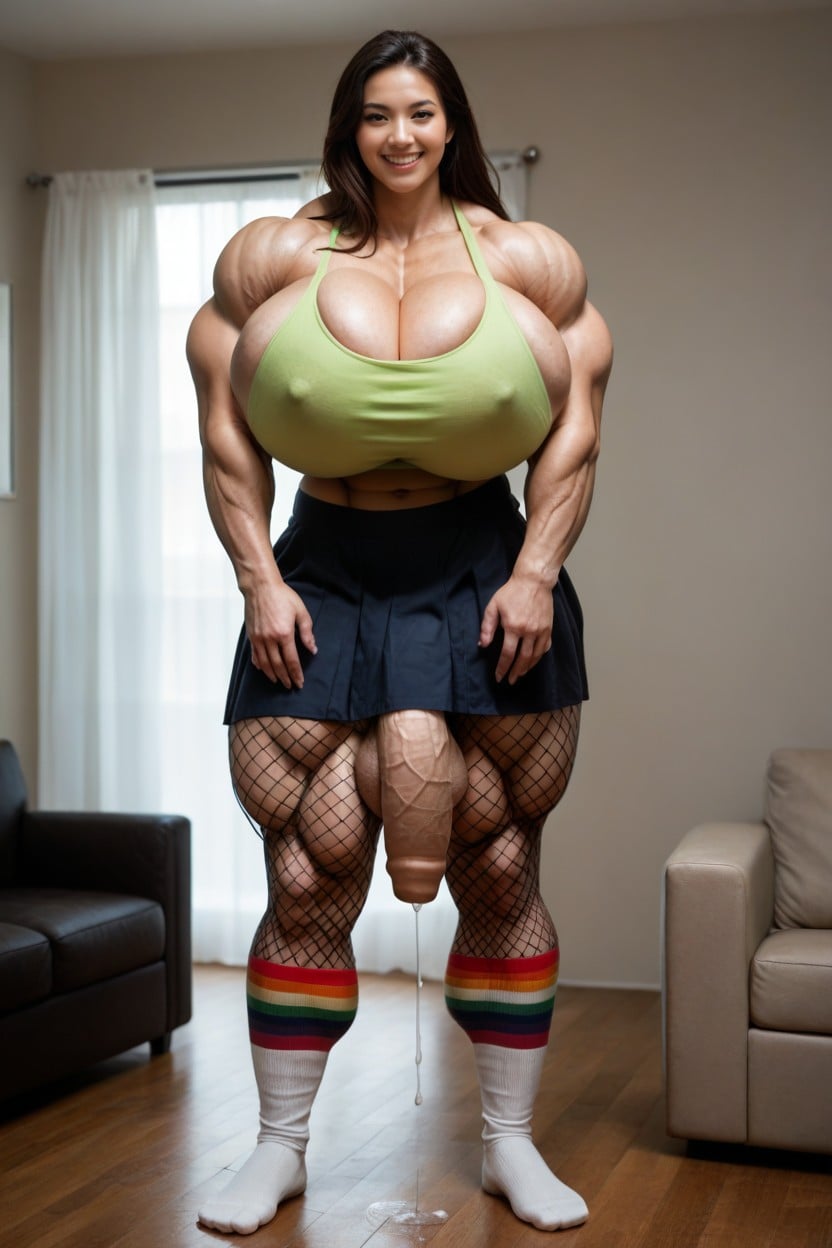 Hyper Balls, Gigantic Trapezius, Photorealistic Shemale AI Porn