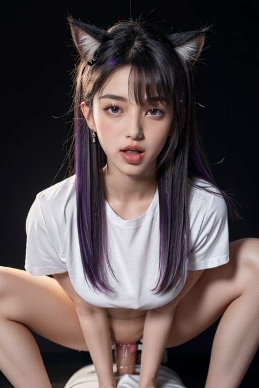 Kneeling, Short Length, Cowgirl On A Massive Cock Asian AI Porn