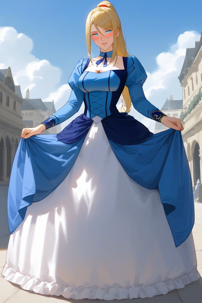 Exaggerated Wasp Waist, Victorian Style Dress, Delicate Features AI Porn
