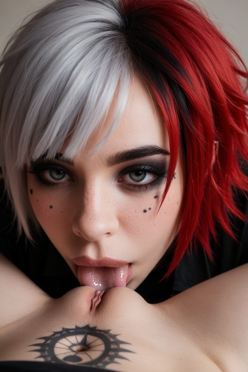 Emo Hair, Soft Delicate Features, Freckles AI Porn