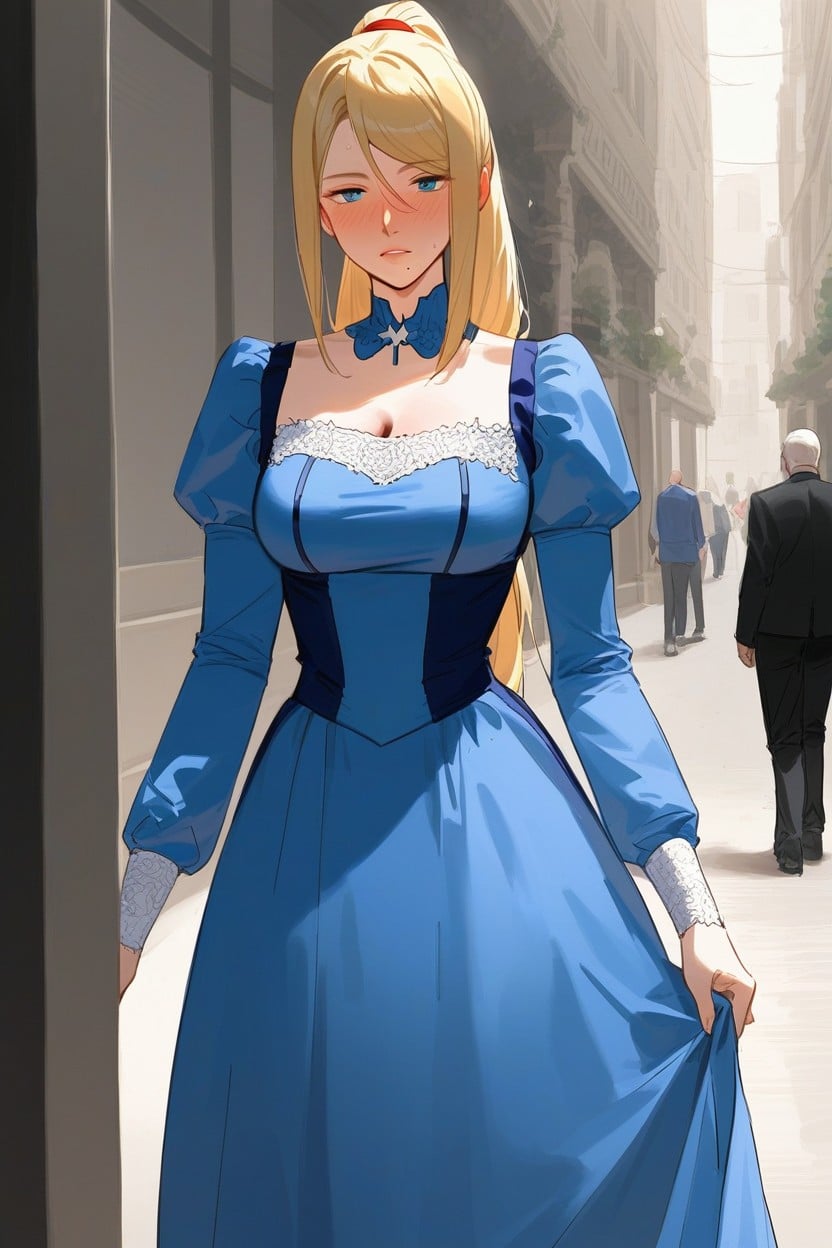 Highly Detailed Eyes, Intricate Blue Princess Dress, Samus Aran AI Porn