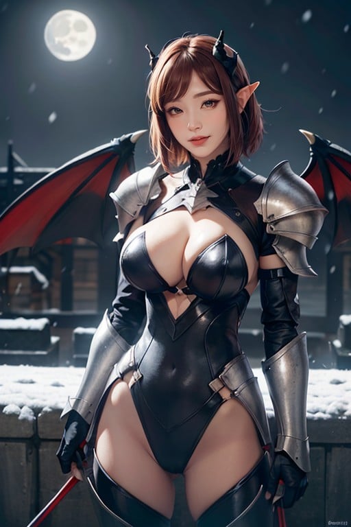 Succubus, Black Plain Background, Blue Light AI Porn