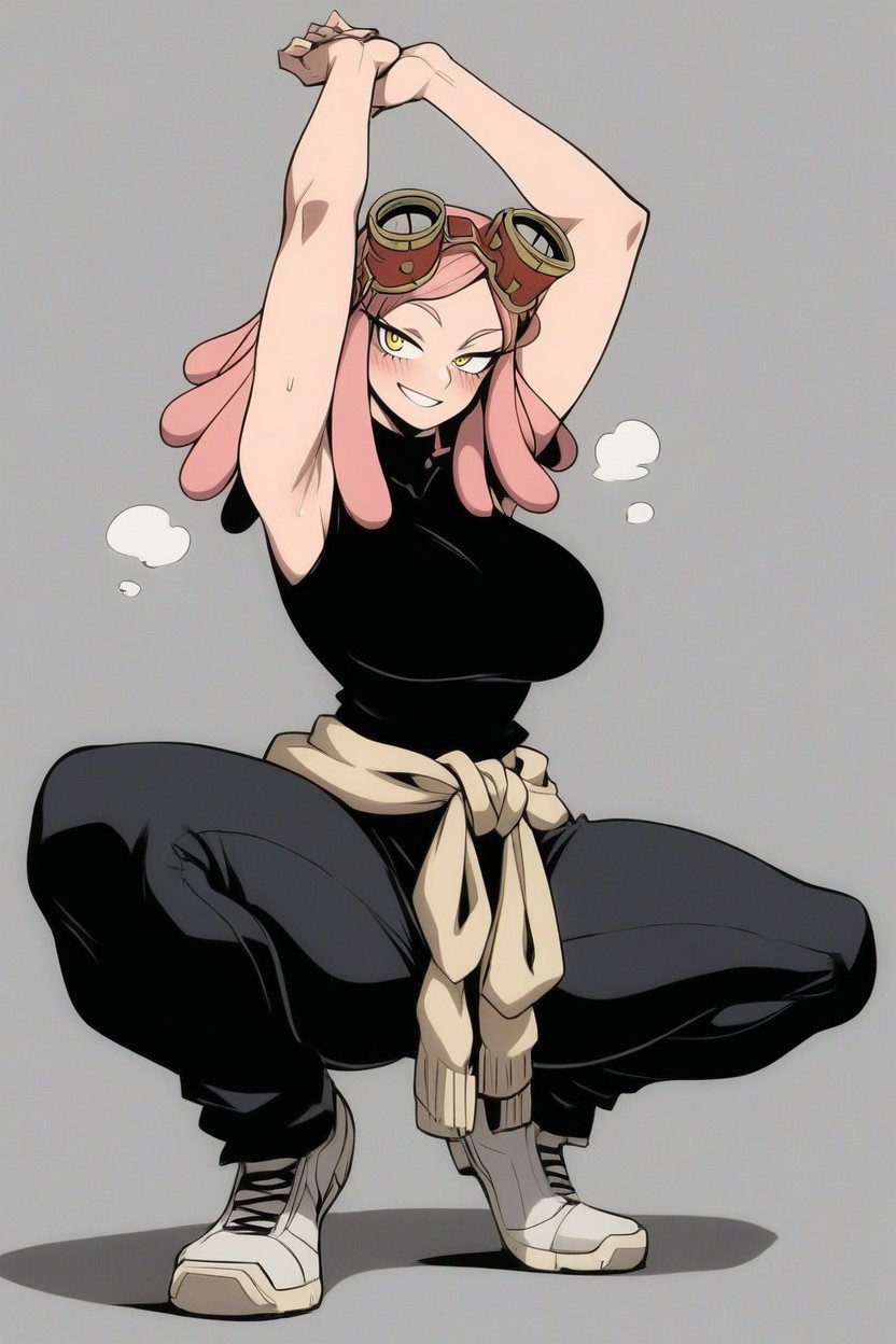Black Baggy Pants, Simple Background, Curvy Body Hentai AI Porn