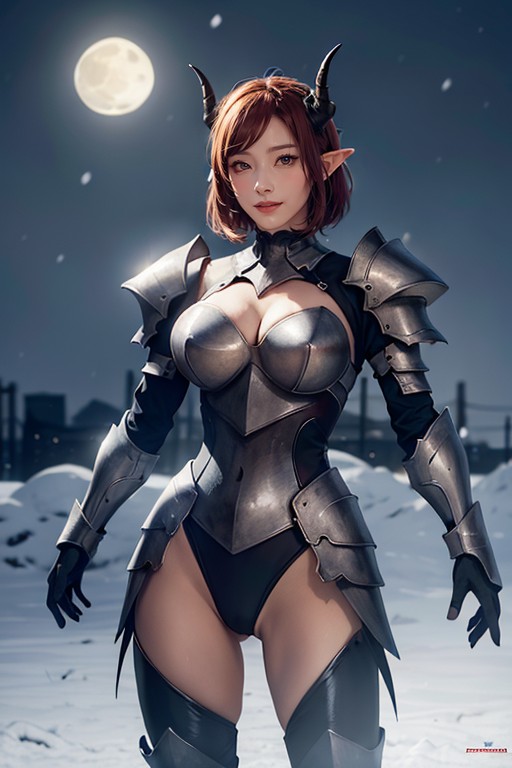 Red Hair, Night, Gothic AI Porn
