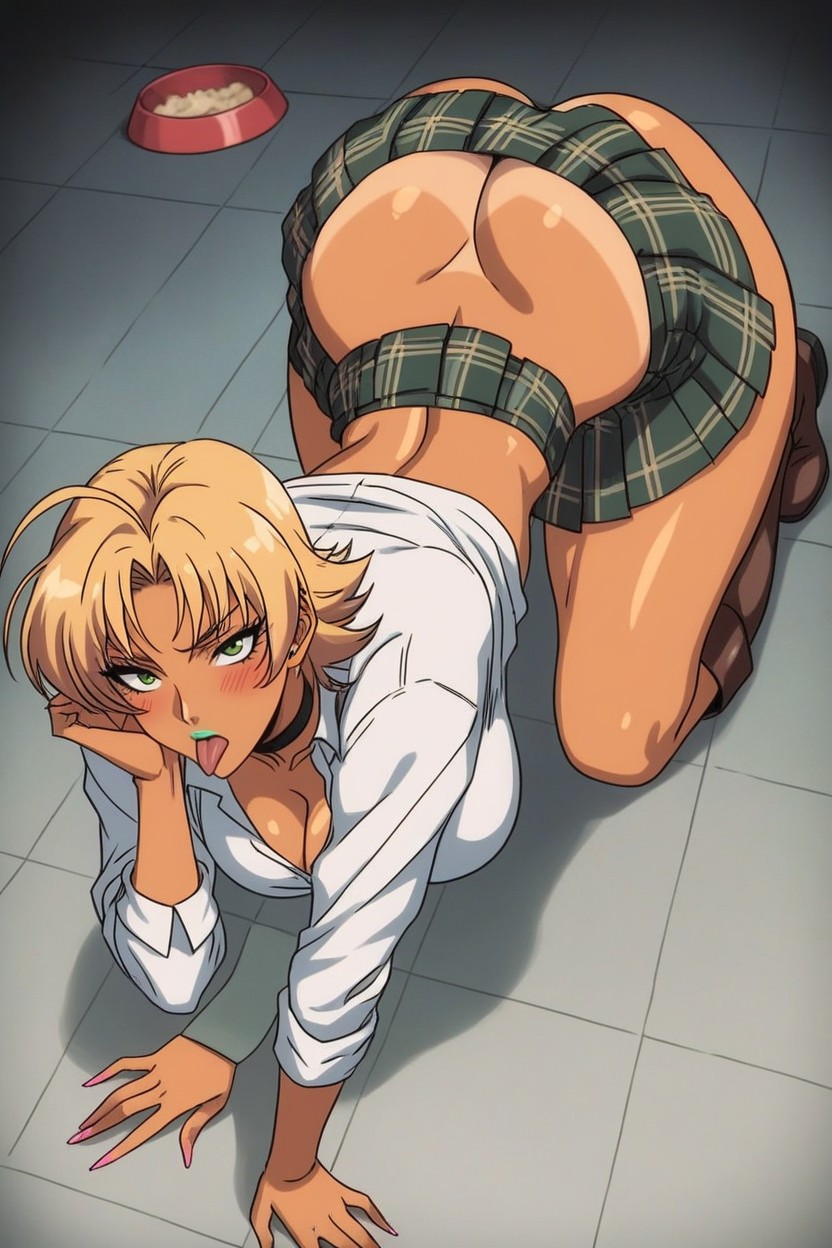 Green Eyes, Food Bowl, High Resolution Hentai AI Porn