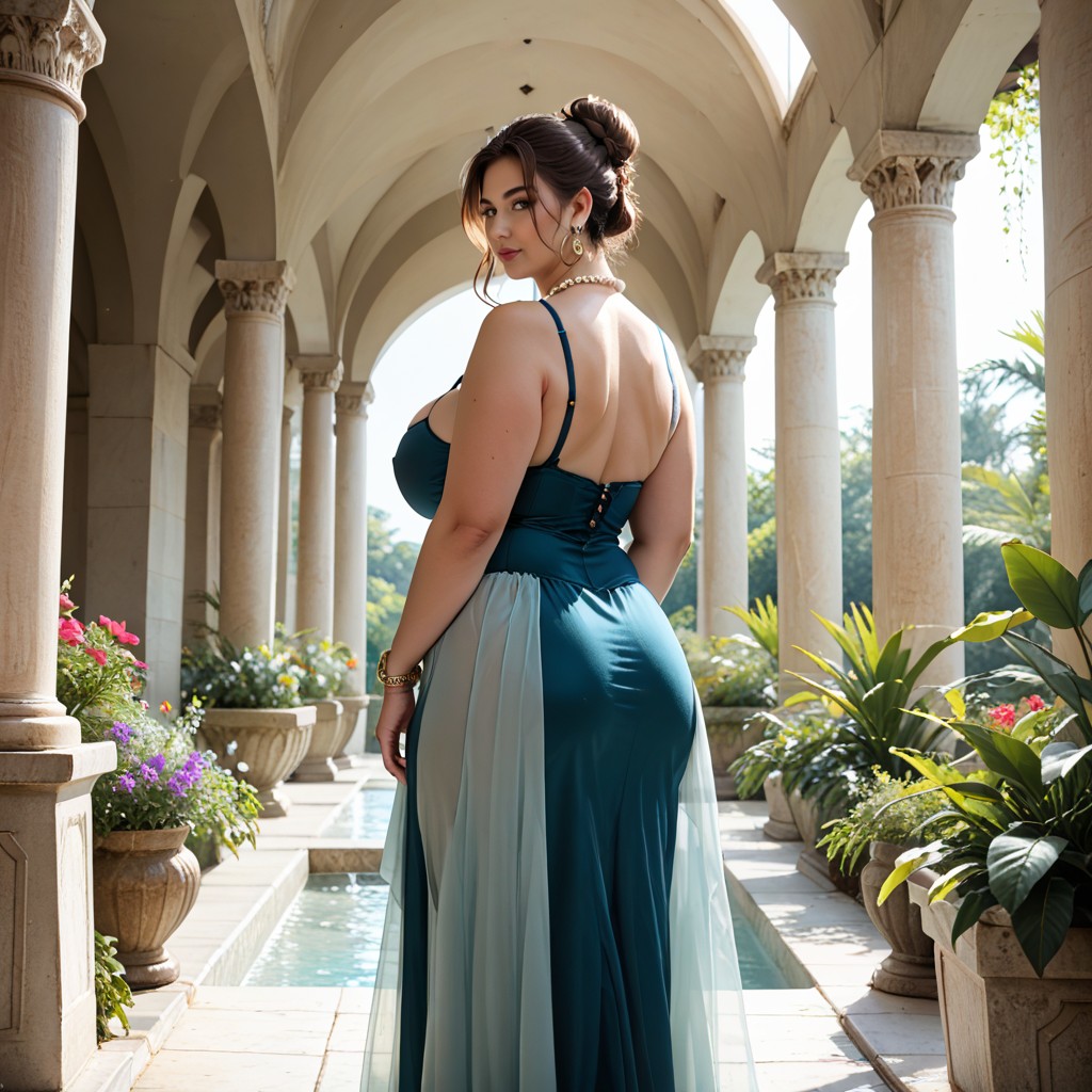 Brunette, Rear View, Thick Thighs BBW AI Porn