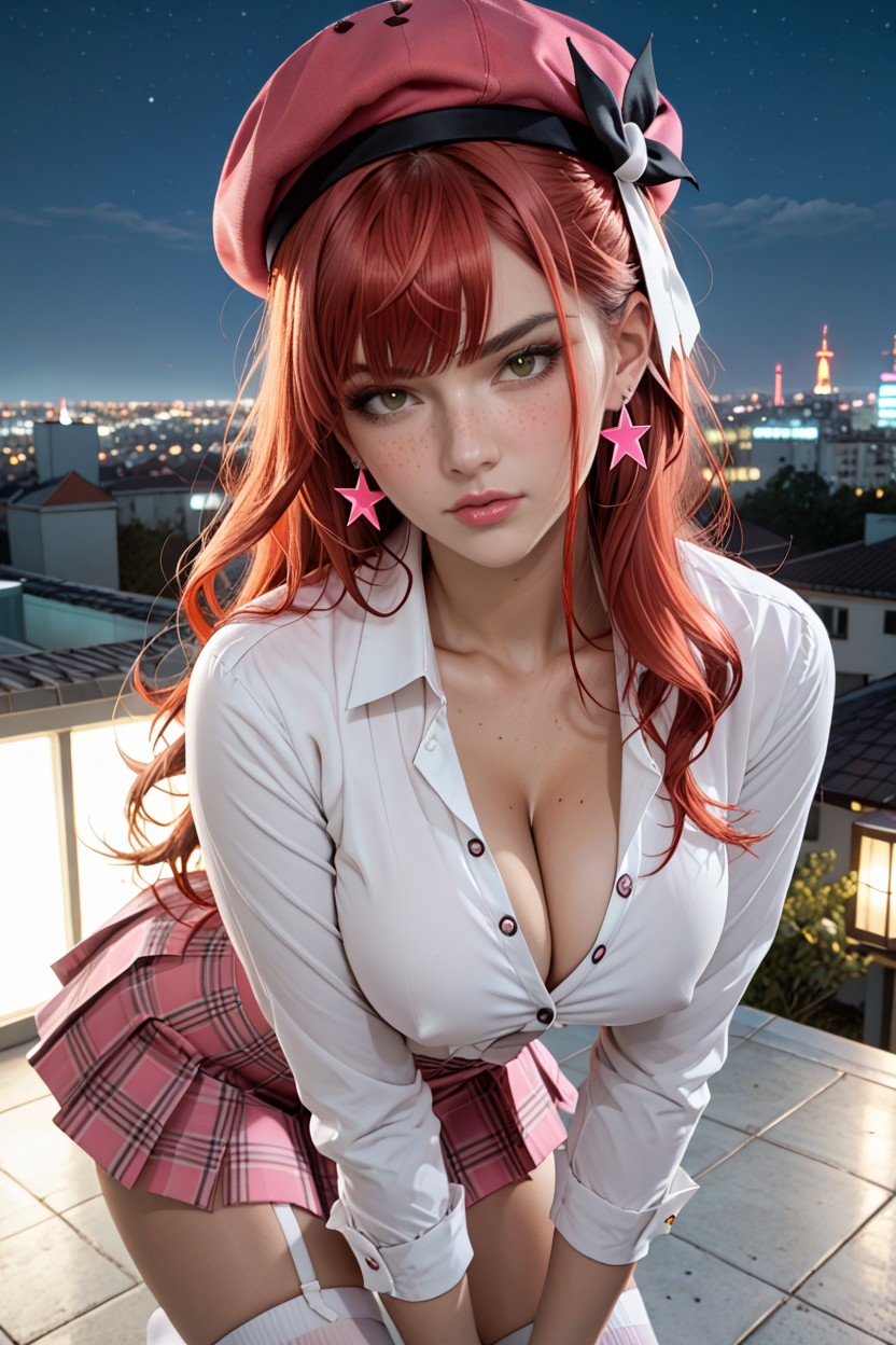 Thigh High Thick Socks, Long Red Hair, Beautiful Woman AI Porn