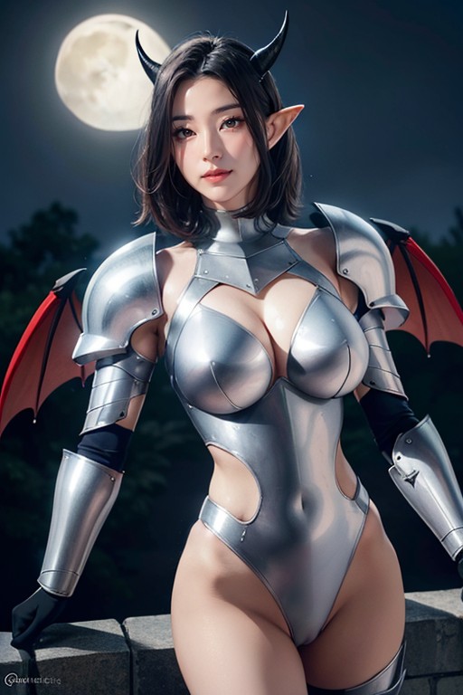 Malicious Smile, Red Eyes, Pale Moon AI Porn