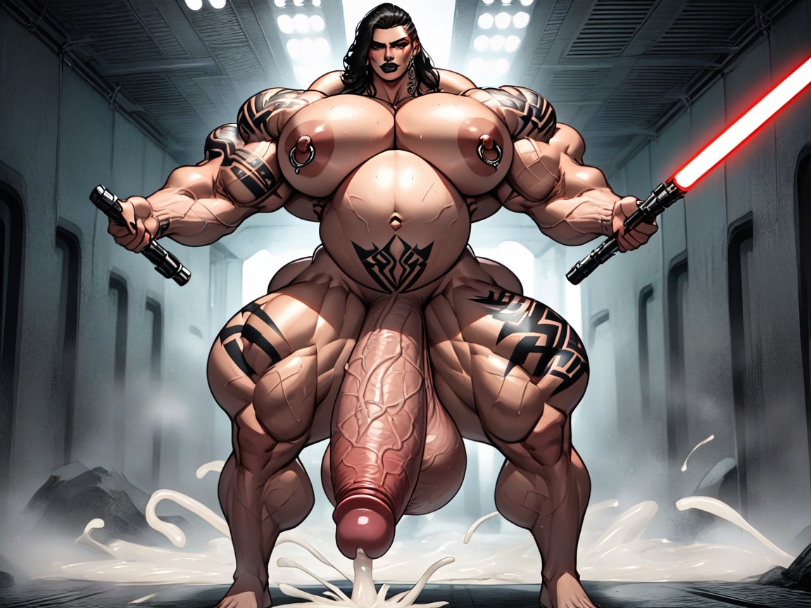 Most Beautiful Face, Extreme Growed Gigantic Muscles, Naked Shemale AI Porn