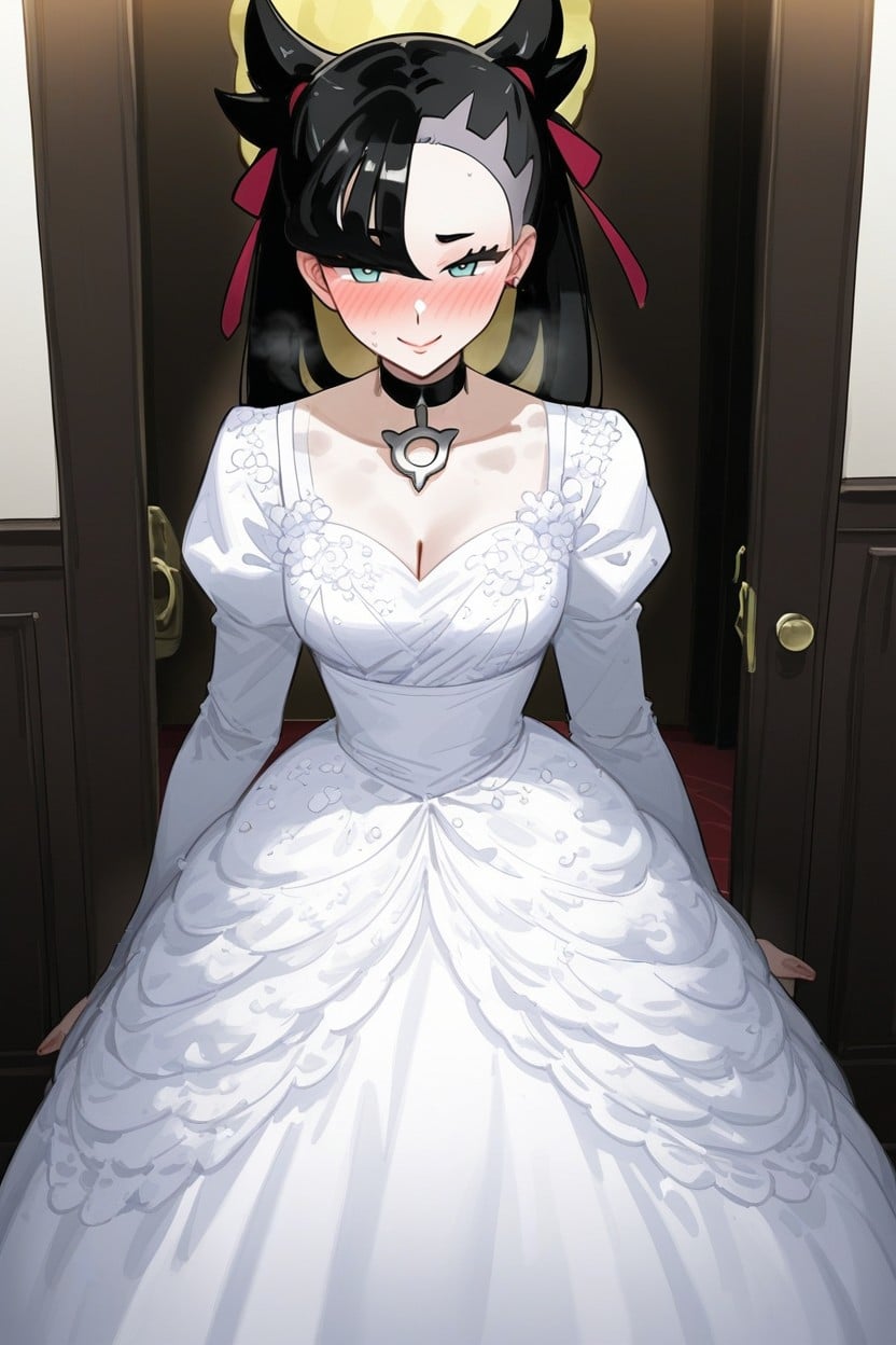 Very Fancy Black Dress, Rounder Face, Skinny AI Porn