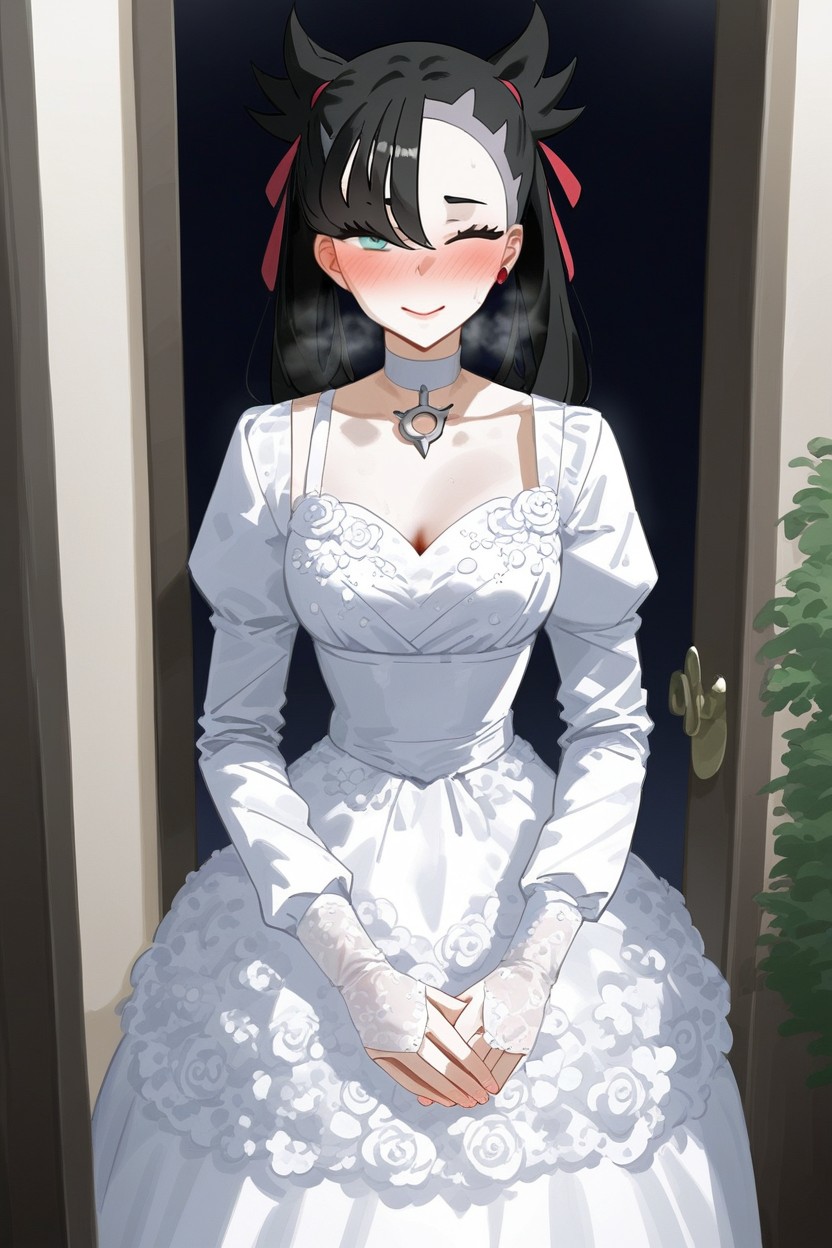 Giant Black Poofy Hoopskirt, Soft Bimbo Lips, Fully Covered Body AI Porn