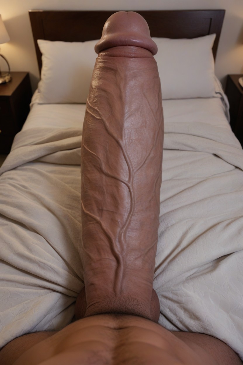 Massive Cock, ベッド, Extreme Detail Side View Solo Pov ゲイAIポルノ