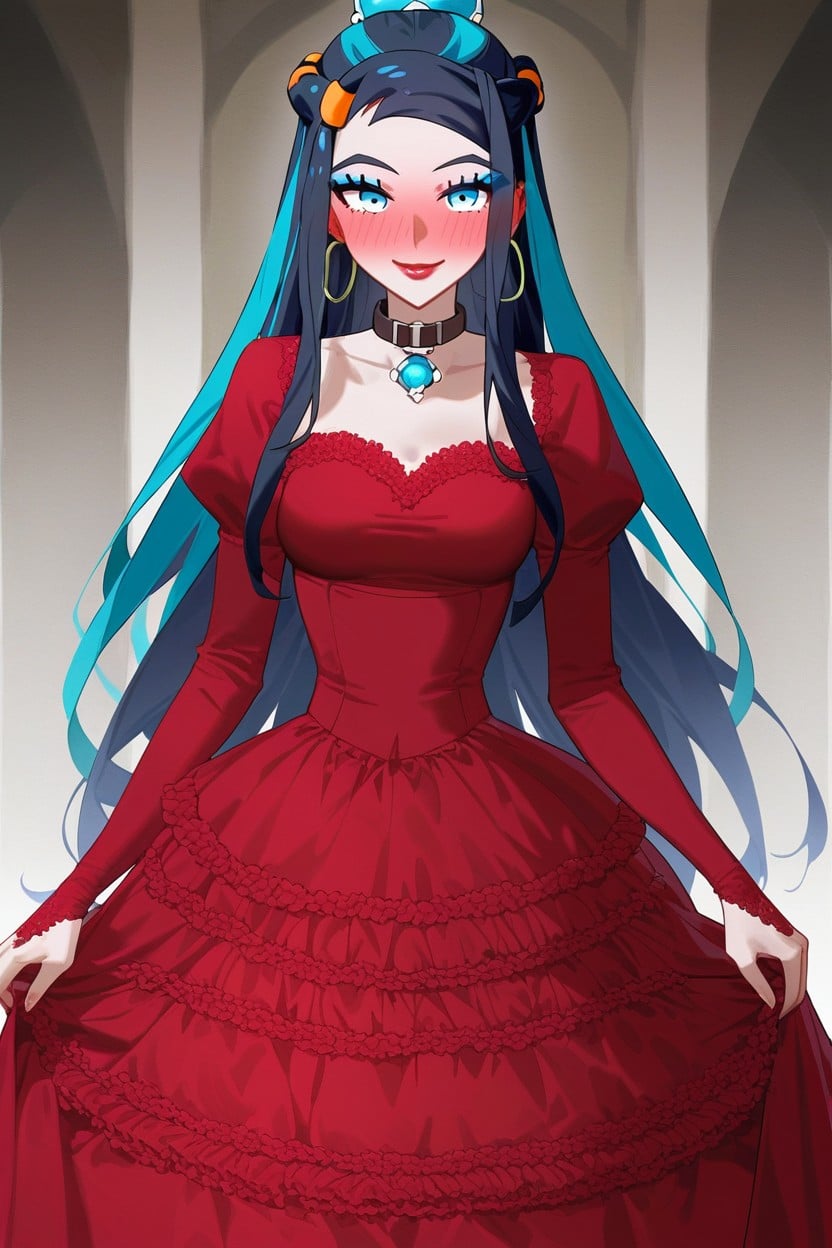 Fully Covered Body, Blushing, High Dress Collar AI Porn