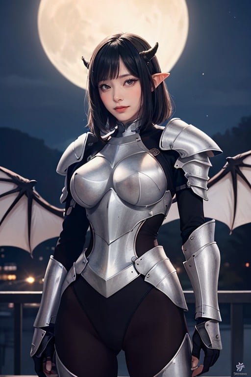 Hourglass Shaped Body, Black Hair, Demon Horns AI Porn