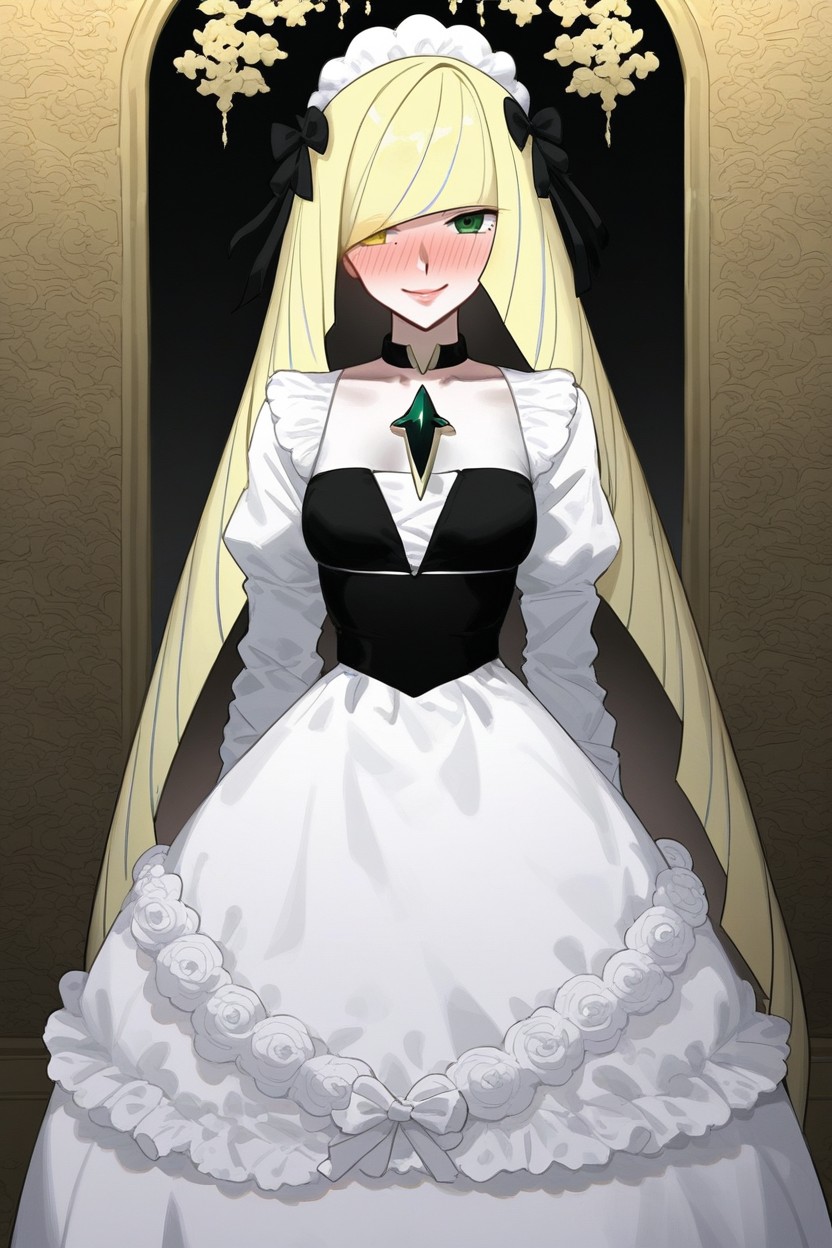 Lusamine From Pokemon, Black Dress, Soft Face AI Porn