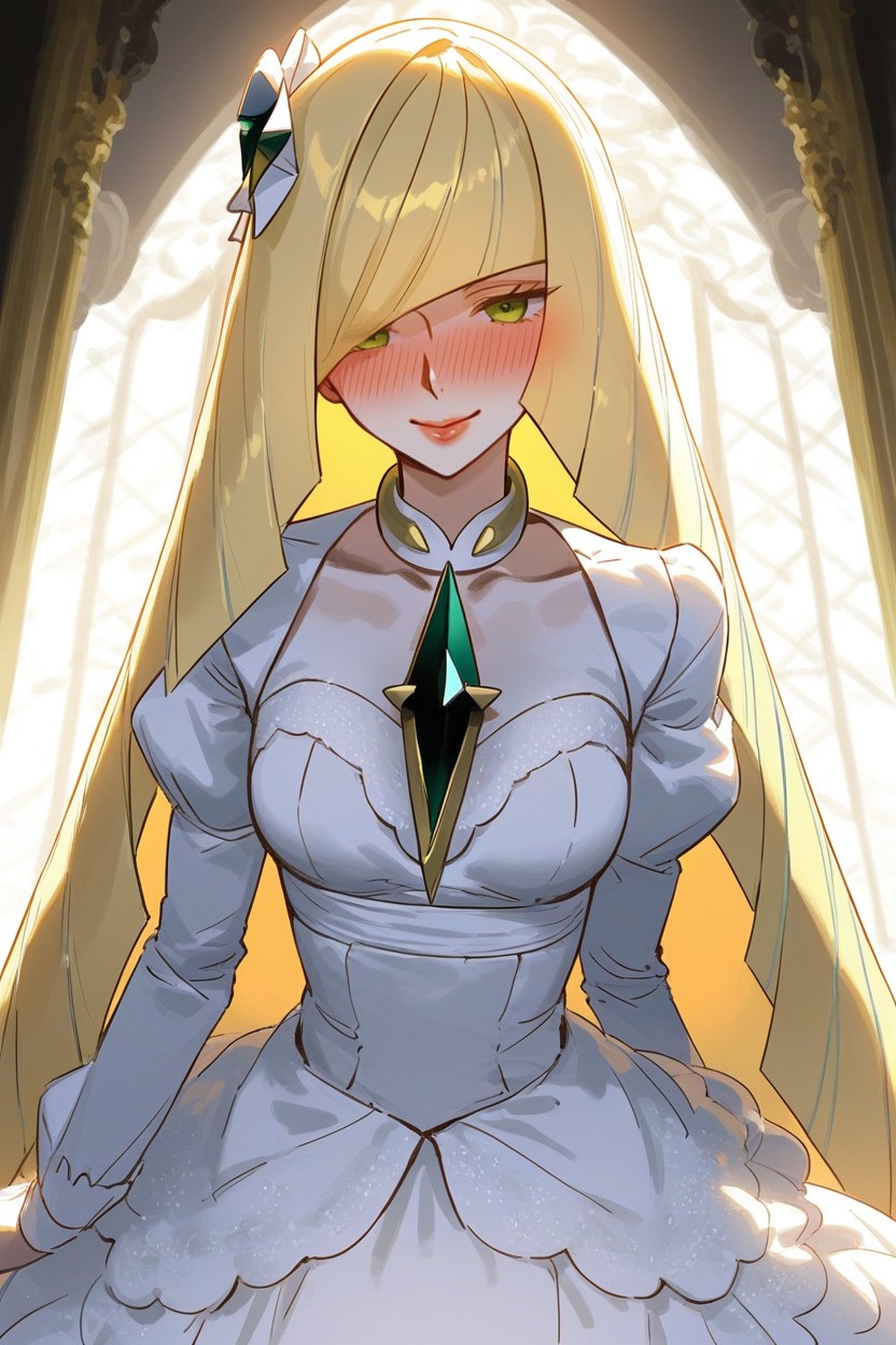 Blonde Hair, Highly Detailed Eyes, High Dress Collar AI Porn