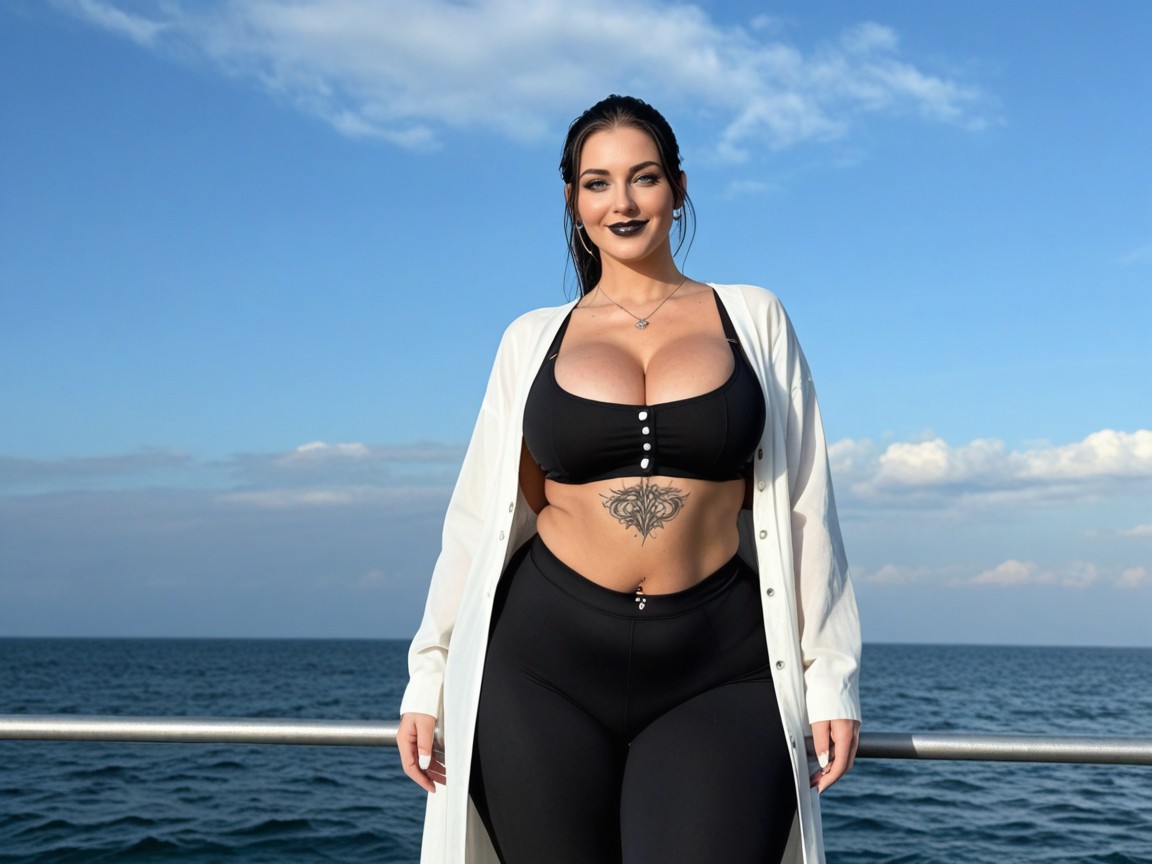 Black Yoga Pants, Full Body, Thigh Tattoo AI Porn