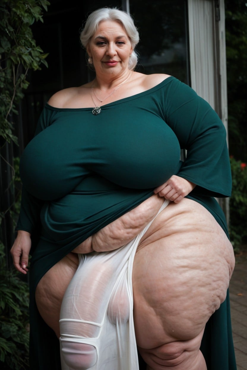 Giant Saggy Breasts, Standing Next To, Cumshot AI Porn