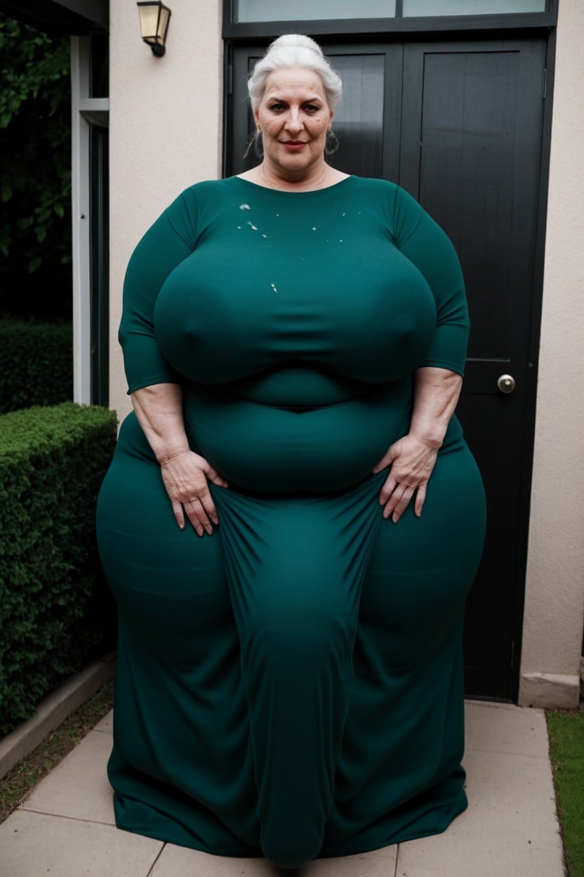 Cellulite Arms, Dress, Green Sweater Dress AI Porn
