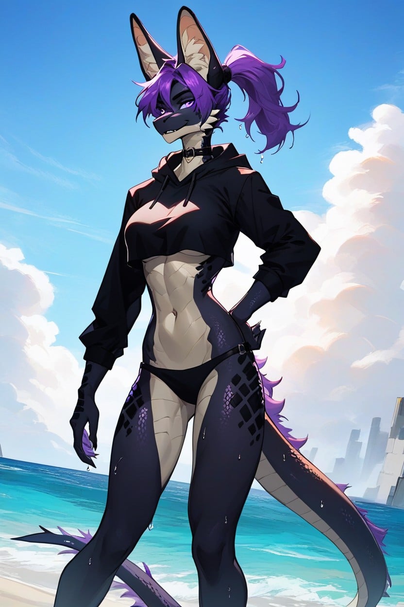 Beach Background, 마른 체형, 젖은 옷 퍼리 AI 포르노